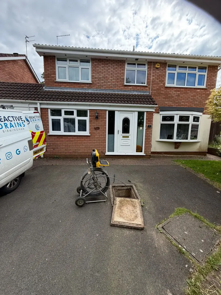 Reactive Drains van with CCTV camera reel and safety barriers